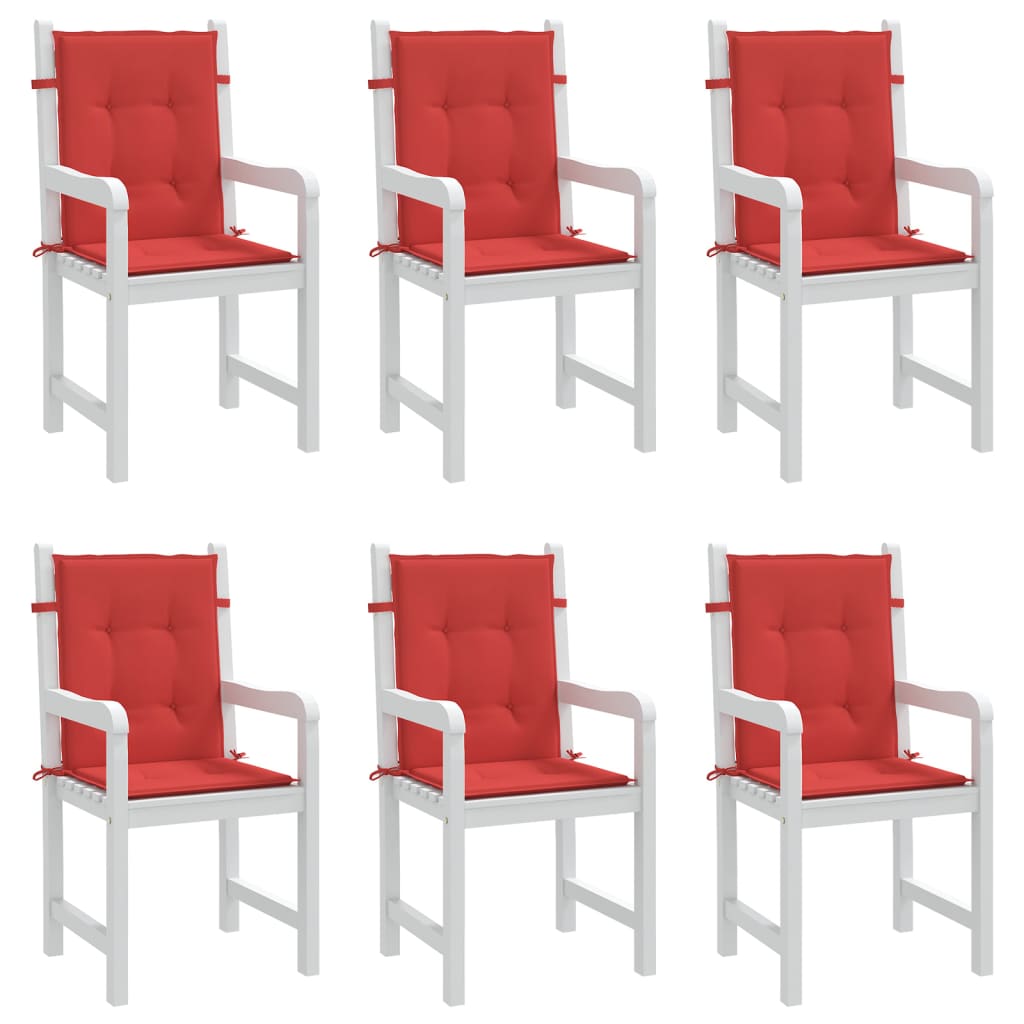 vidaXL Poduszki na krzesła ogrodowe, 6 szt., czerwone, 100x50x3 cm