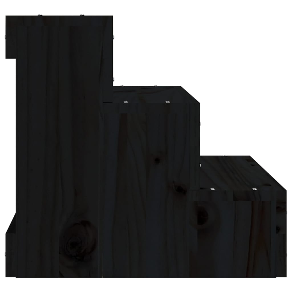 vidaXL Schody dla zwierząt, czarny, 40x37,5x35 cm, lite drewno sosnowe