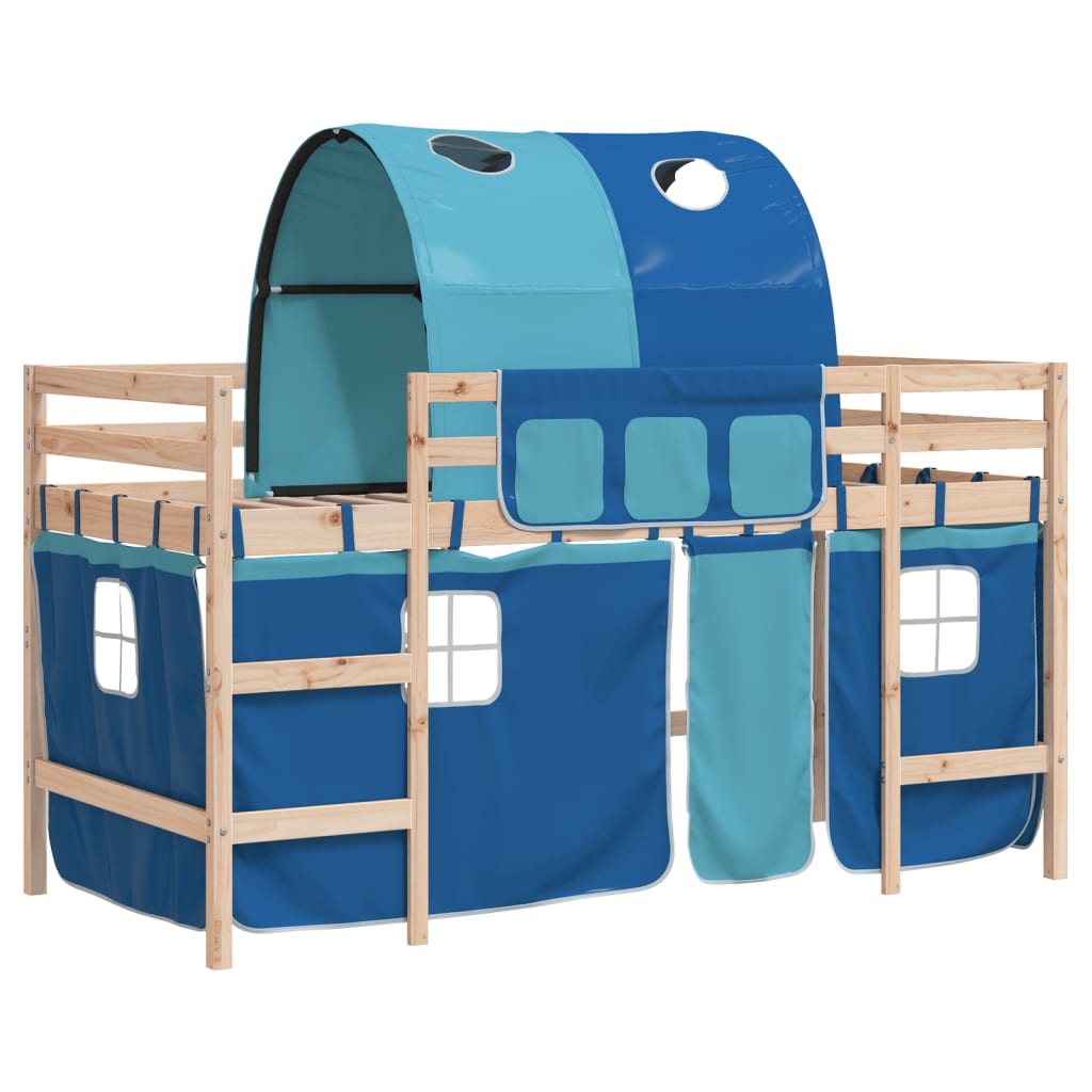 vidaXL Dziecięce łóżko na antresoli, z tunelem, niebieskie, 80x200 cm