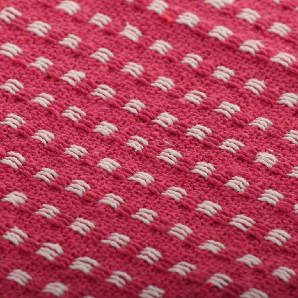 vidaXL Bawełniana narzuta w kratkę, 160 x 210 cm, różowa