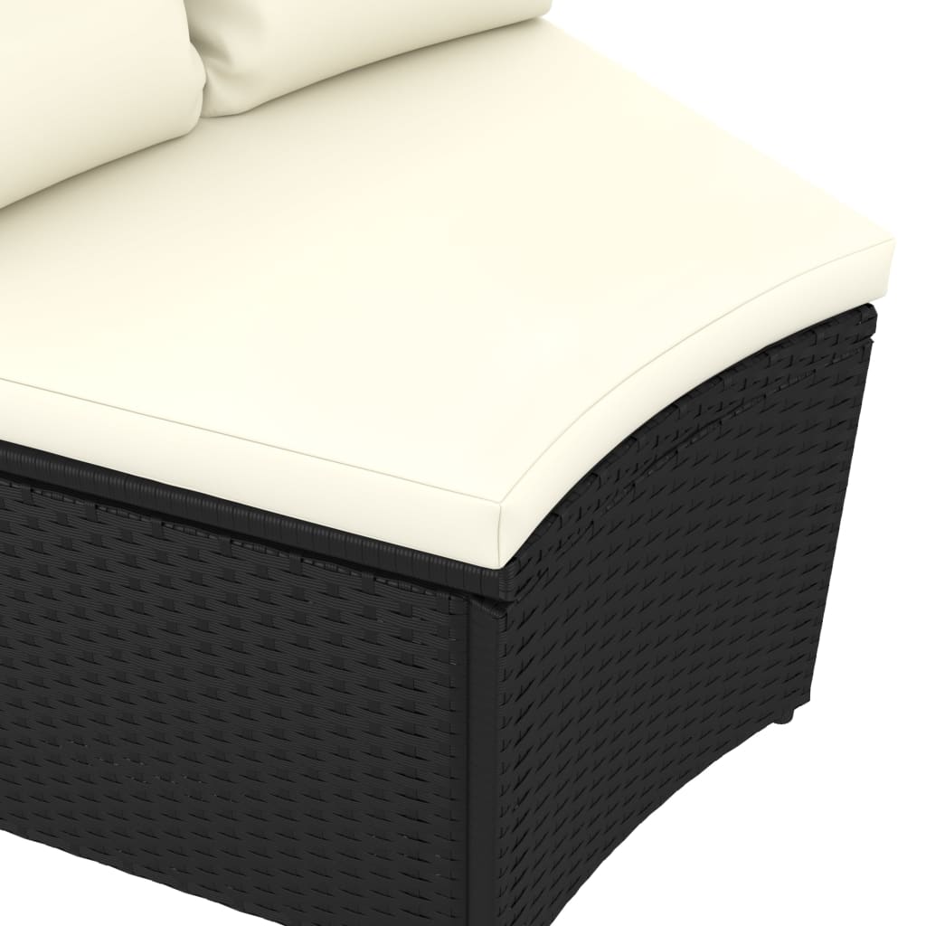 vidaXL 6-częściowa sofa ogrodowa z poduszkami, rattan PE, czarna