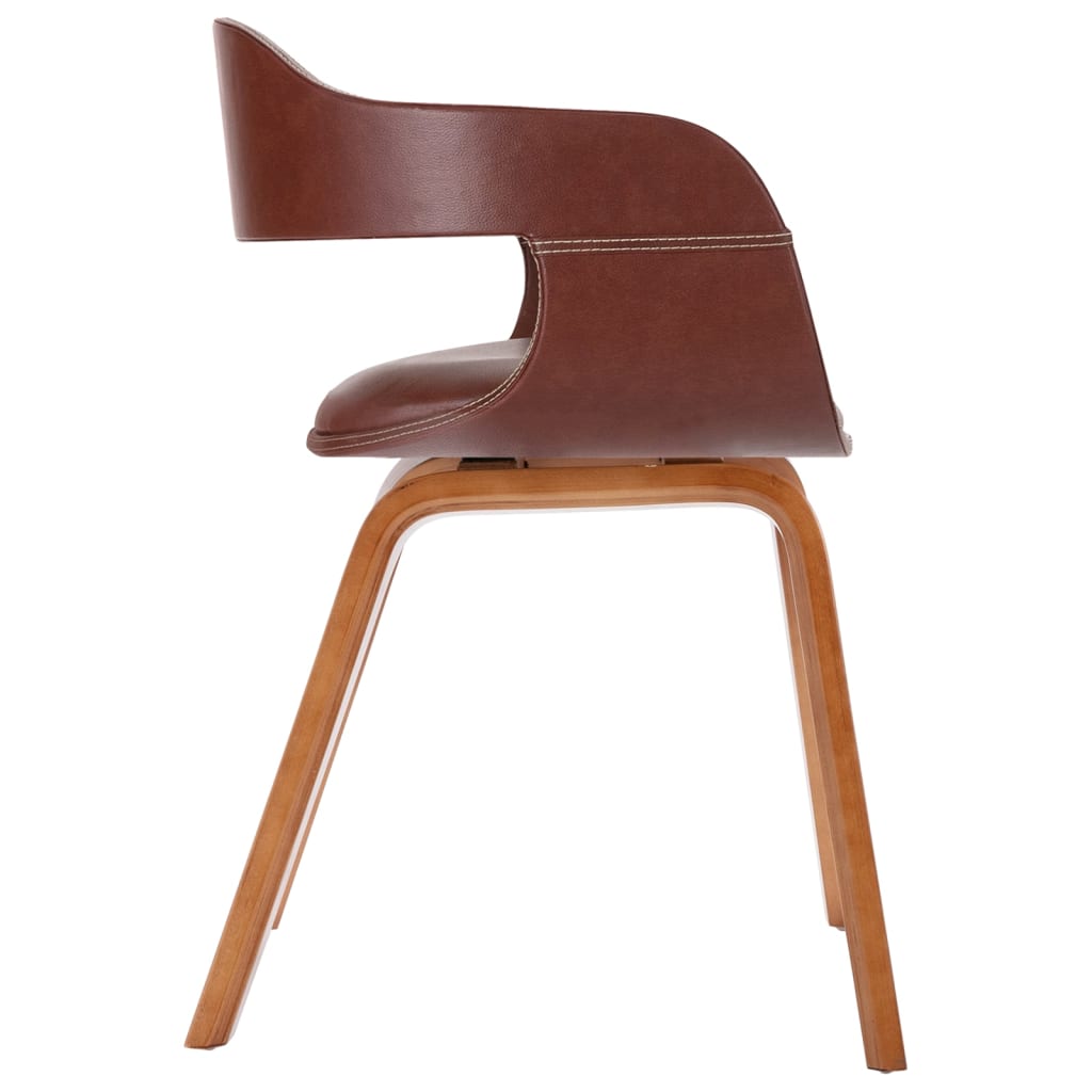 vidaXL Krzesło stołowe, brązowe, gięte drewno i sztuczna skóra