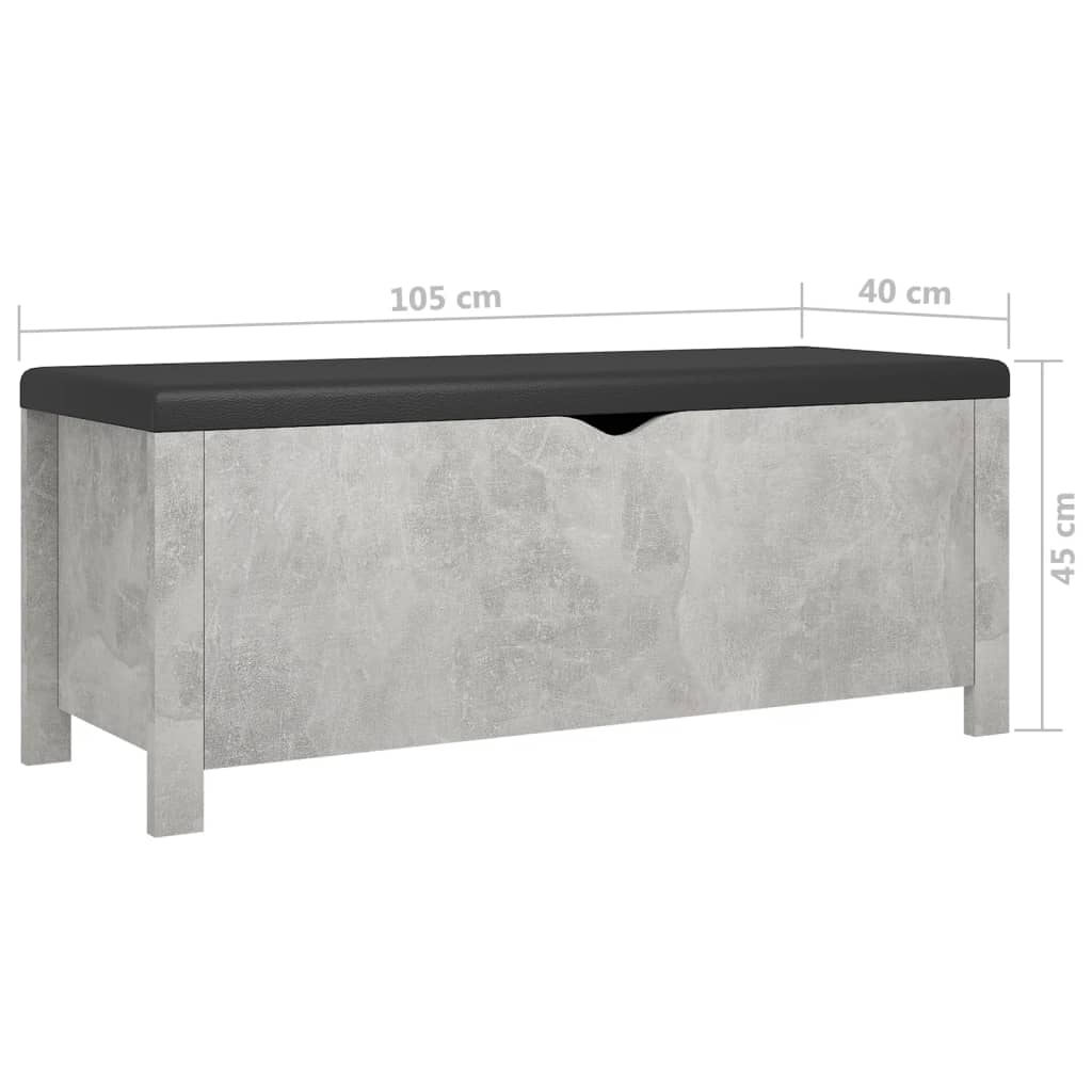 vidaXL Skrzynia z poduszką, szarość betonu, 105x40x45 cm, płyta