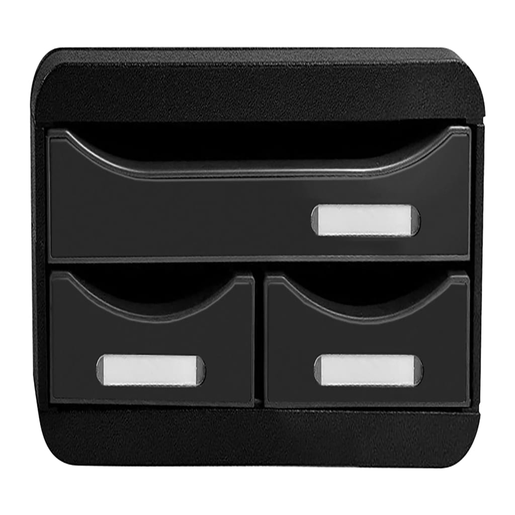 Exacompta Organizer biurkowy Small-Box Black z 3 szufladkami, połysk