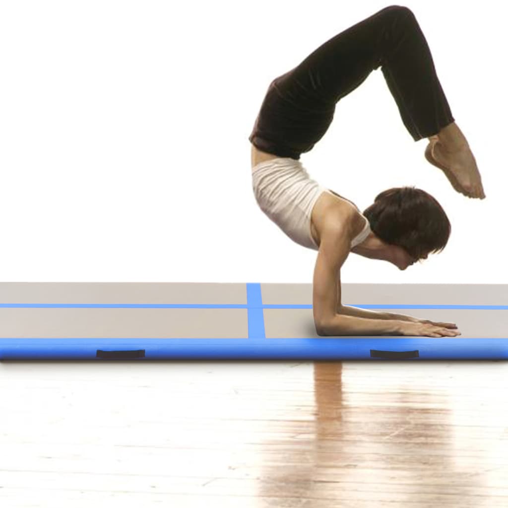 vidaXL Mata gimnastyczna z pompką, 800x100x10 cm, PVC, niebieska