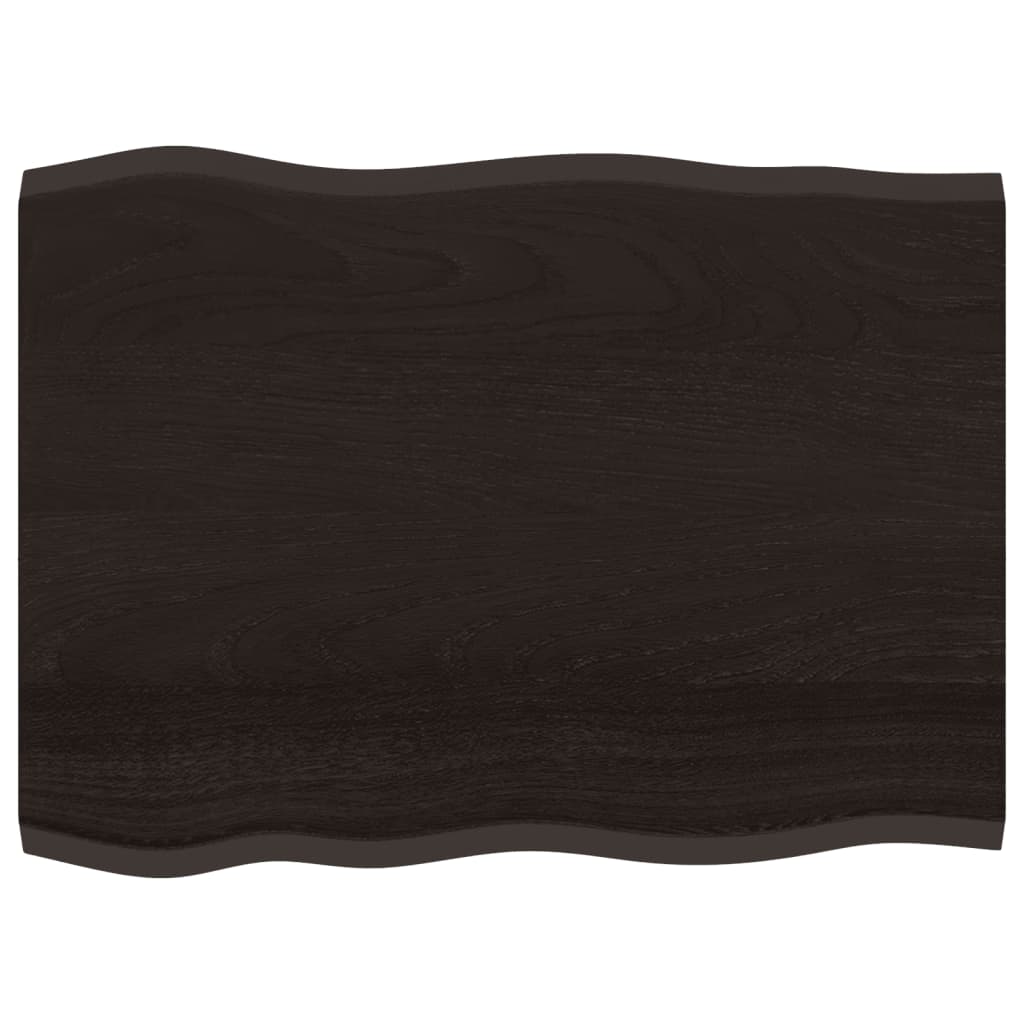 vidaXL Blat stołu, ciemnobrązowy 80x60x2 cm, dąb z naturalną krawędzią