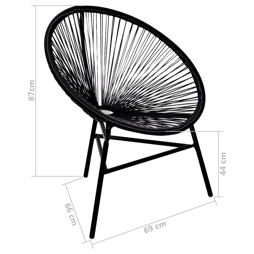 vidaXL Okrągłe krzesło ogrodowe, polirattan, czarne