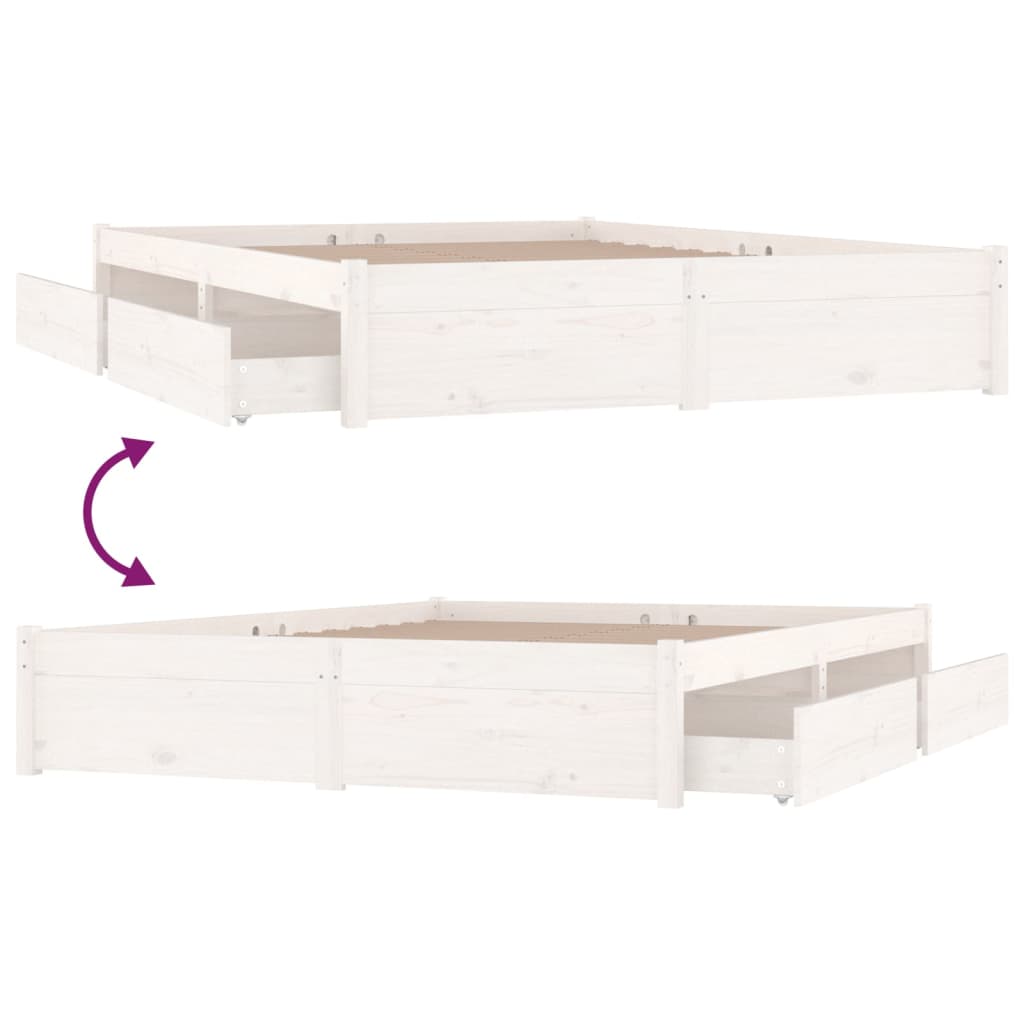 vidaXL Rama łóżka z szufladami, biała, 160x200 cm