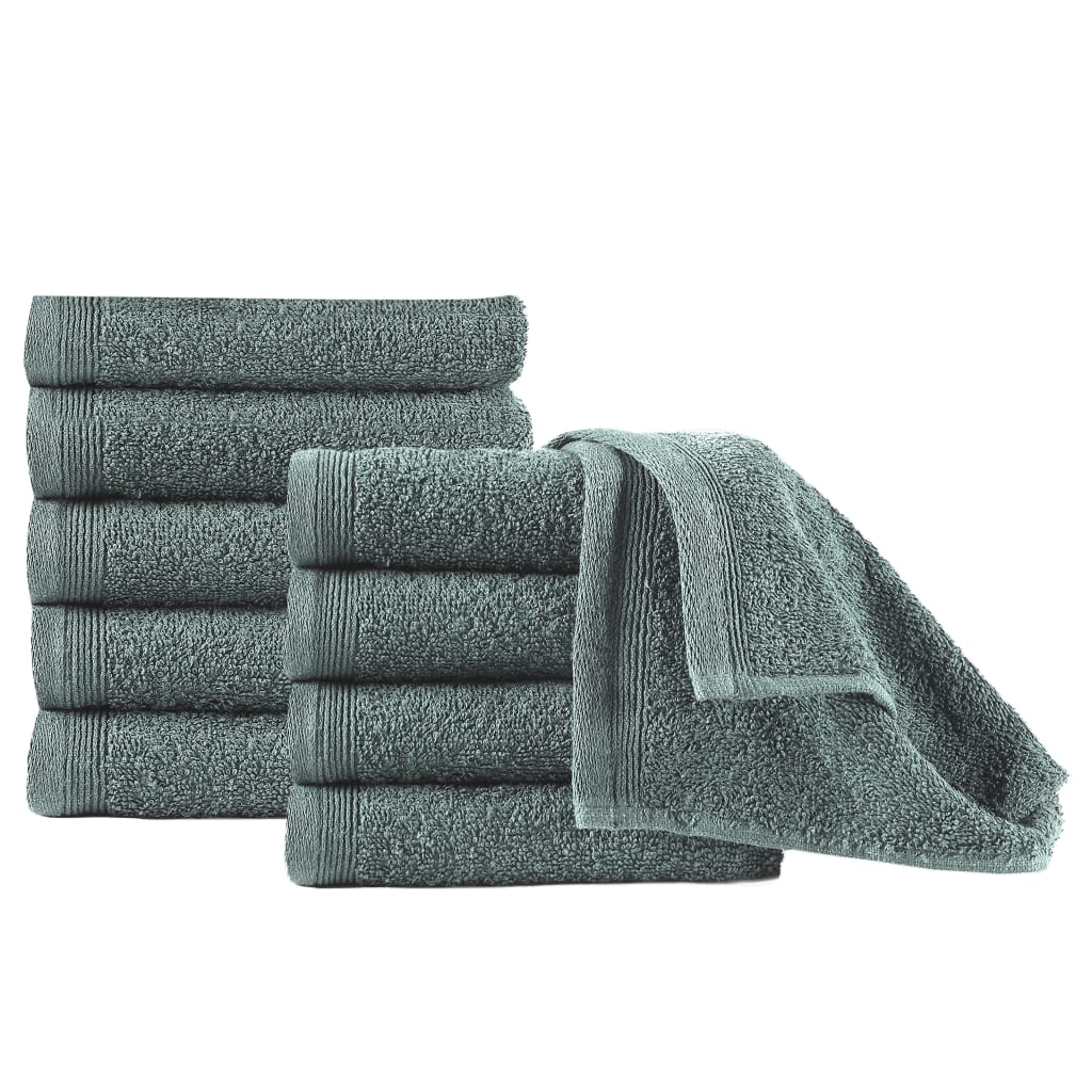 vidaXL Ręczniki hotelowe 10 szt., bawełna, 450 g/m², 30x50 cm, zielone