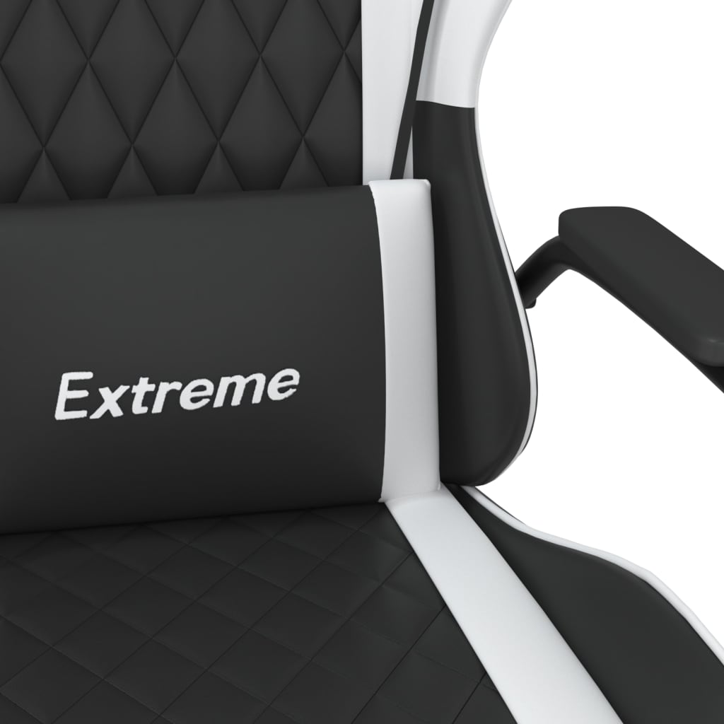 vidaXL Fotel gamingowy, czarno-biały, sztuczna skóra