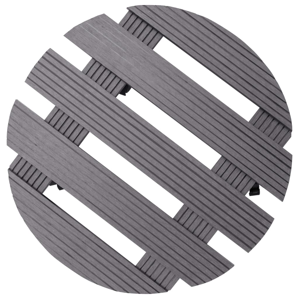vidaXL Podstawki na kółkach pod donice, 4 szt., szare, Ø30x7,5 cm, WPC