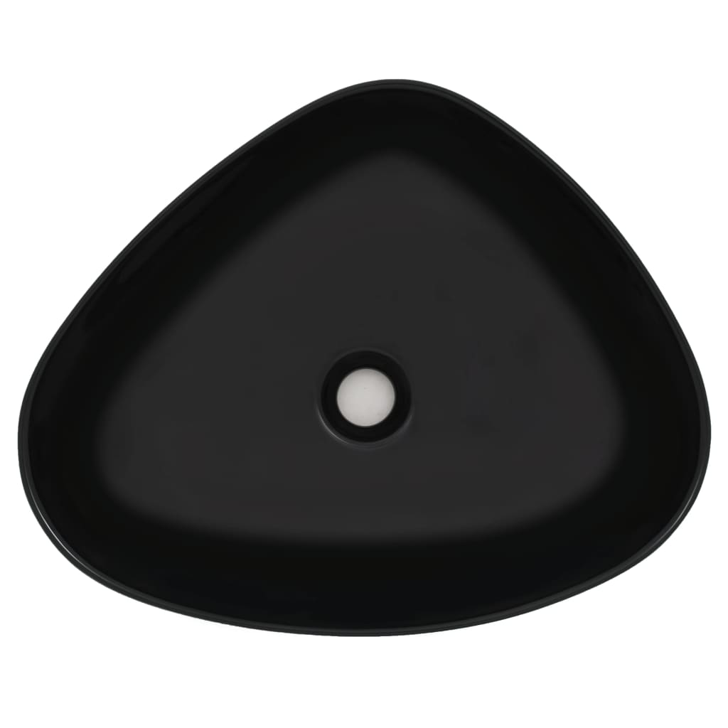 vidaXL Umywalka ceramiczna, trójkątna, 50,5 x 41 x 12 cm, czarna
