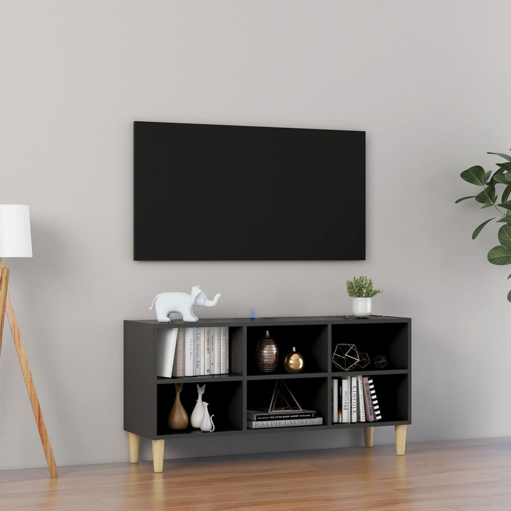 vidaXL Szafka TV z drewnianymi nóżkami, szara, 103,5 x 30 x 50 cm