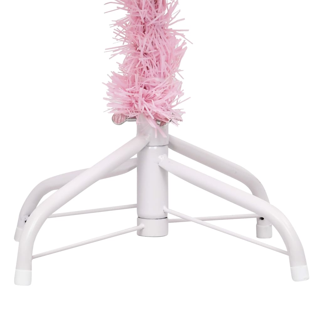 vidaXL Sztuczna choinka z lampkami i stojakiem, różowa, 210 cm, PVC