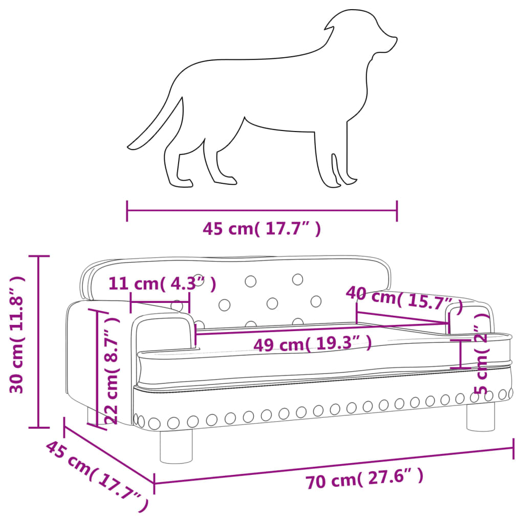 vidaXL Legowisko dla psa, jasnoszare, 70x45x30 cm, aksamit