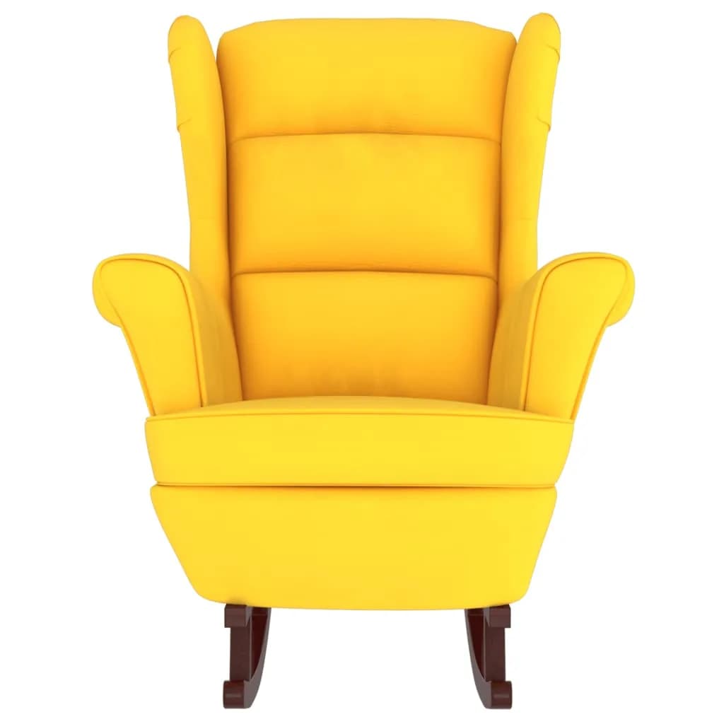 vidaXL Fotel bujany na drewnianych nogach, z podnóżkiem, żółty