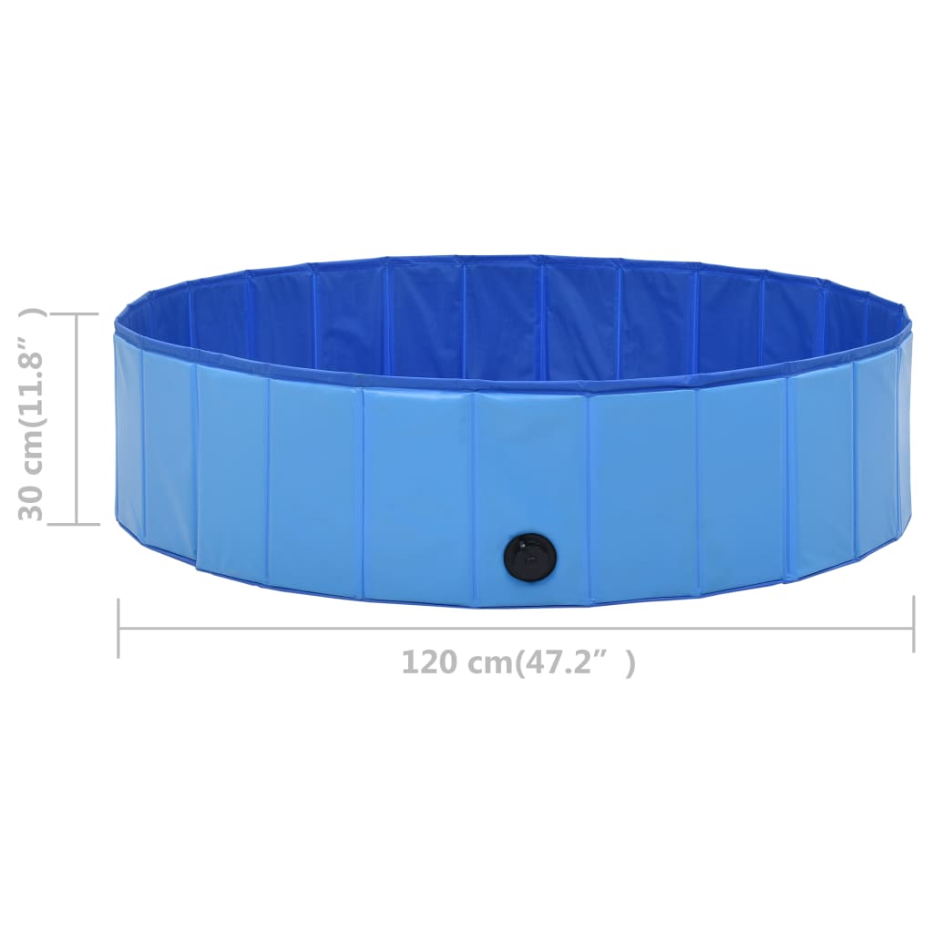 vidaXL Składany basen dla psa, niebieski, 120 x 30 cm, PVC