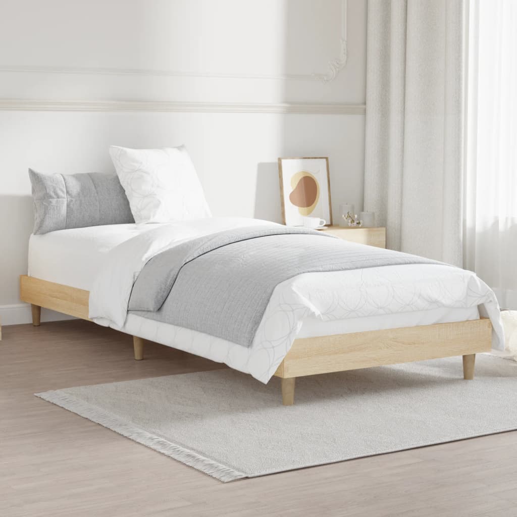 vidaXL Rama łóżka, dąb sonoma, 75x190 cm, materiał drewnopochodny