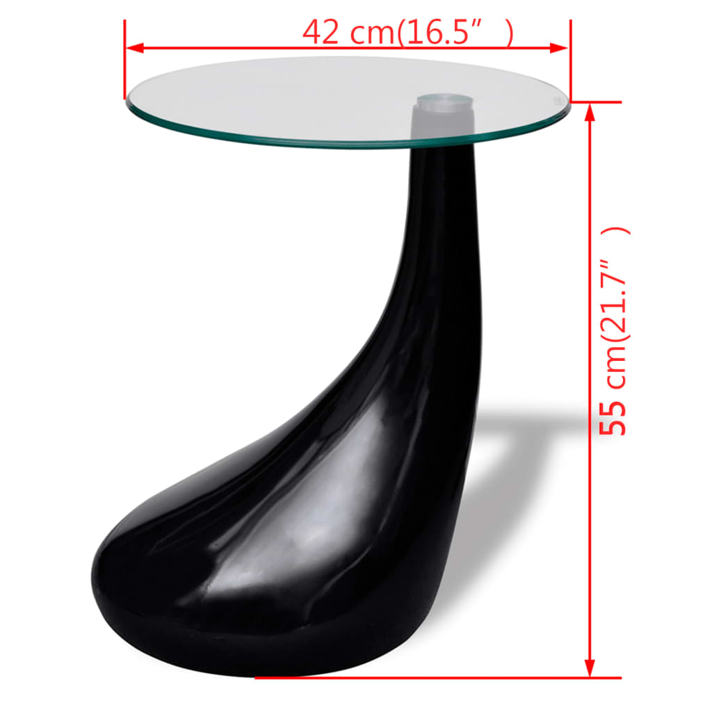 vidaXL Czarny stolik kawowy z okrągłym, szklanym blatem, wysoki połysk