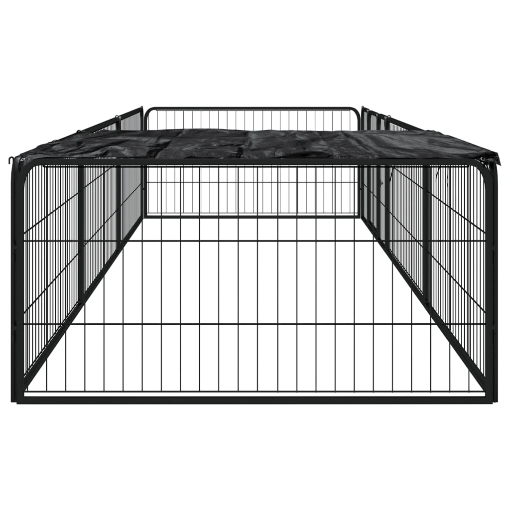 vidaXL Kojec dla psa, 8 panele, czarny, 100x50 cm, stal