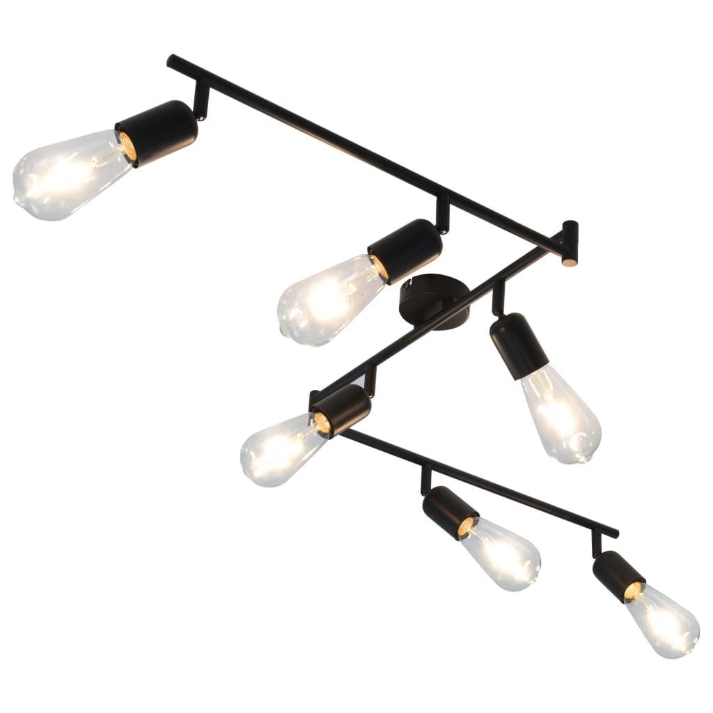 vidaXL Lampa z 6 reflektorami, czarna, 30 cm, E27