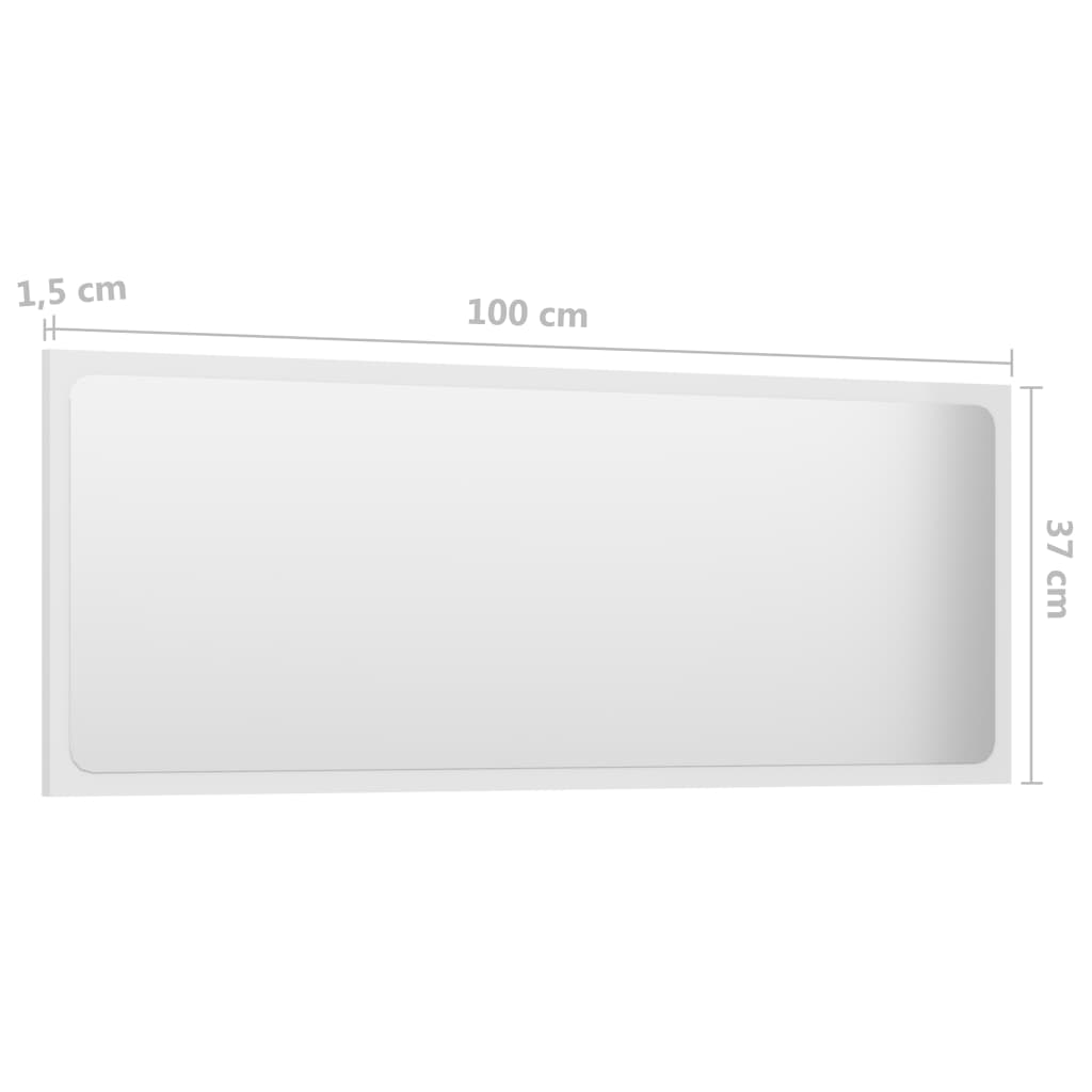 vidaXL Lustro łazienkowe, wysoki połysk, białe, 100x1,5x37 cm, płyta