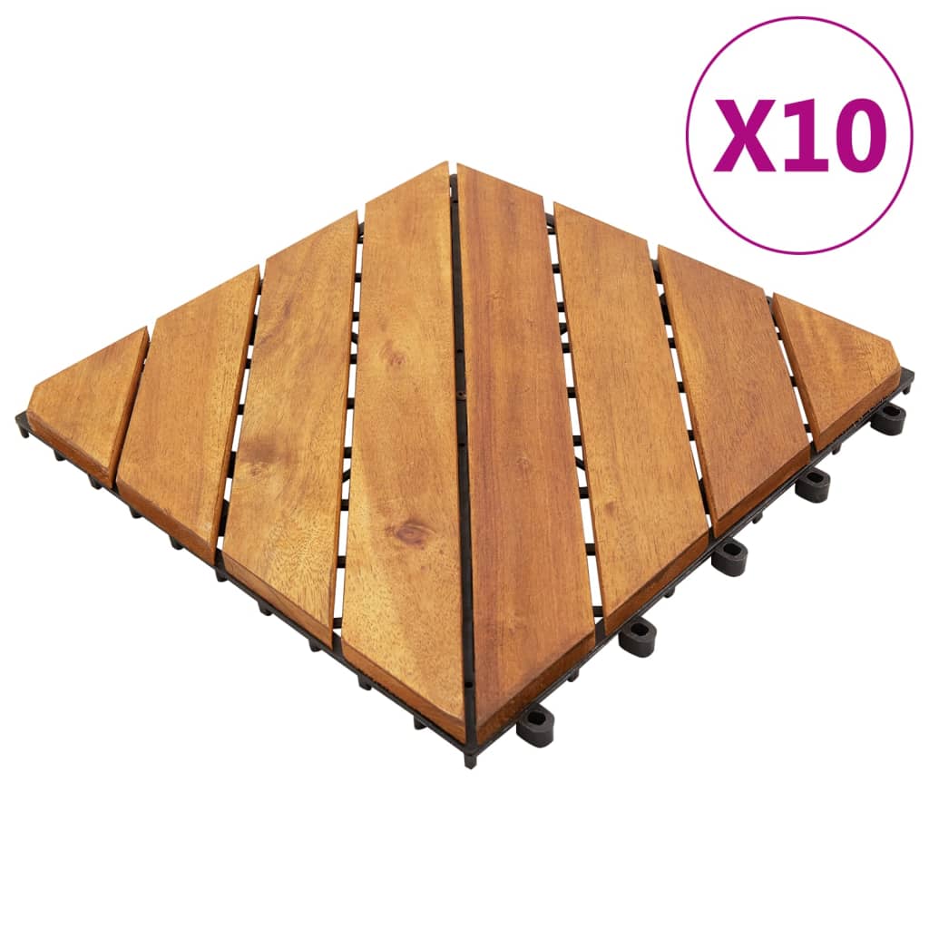 vidaXL Płytki tarasowe, 10 szt., 30x30 cm, lite drewno akacjowe