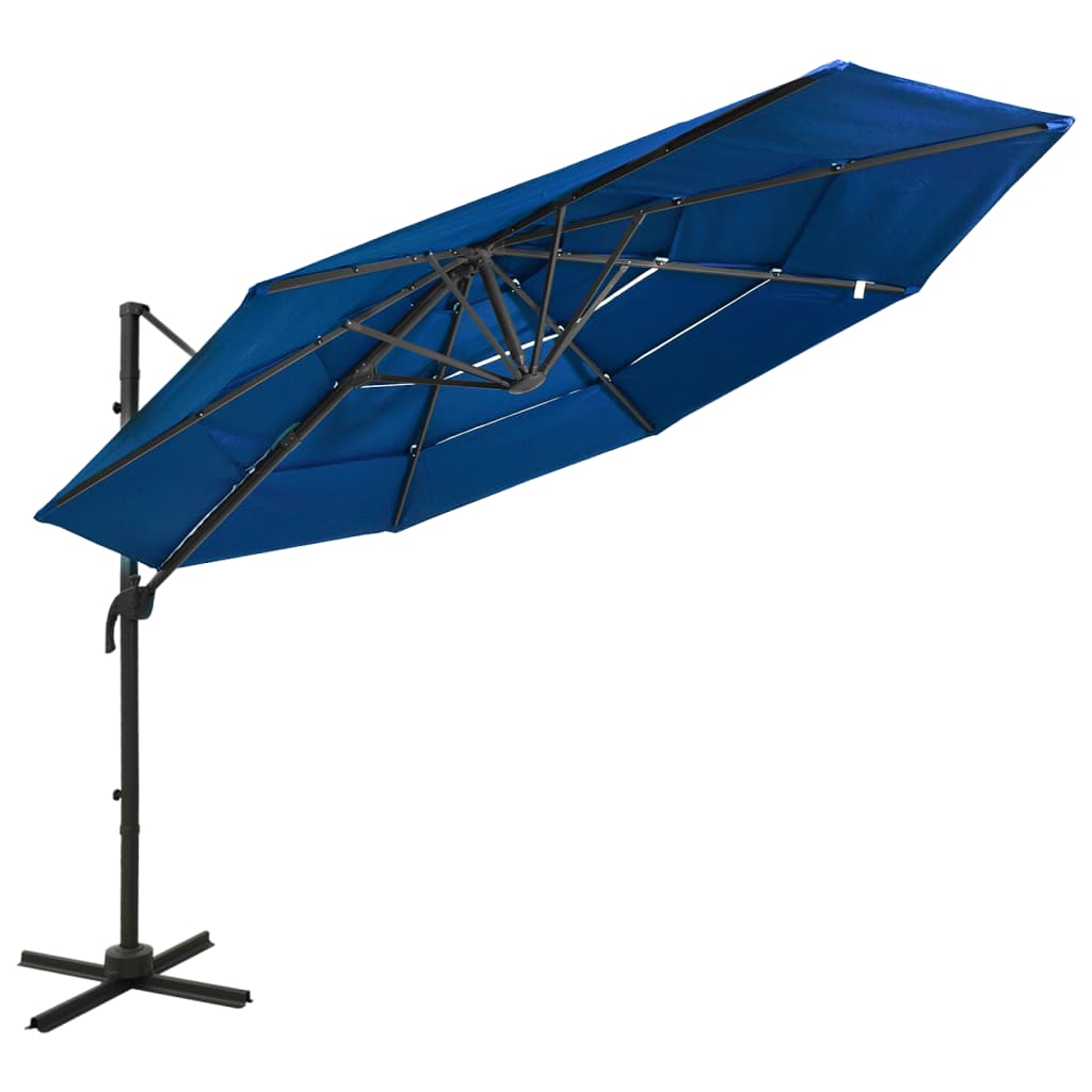 vidaXL 4-poziomowy parasol na aluminiowym słupku, lazurowy, 3x3 m
