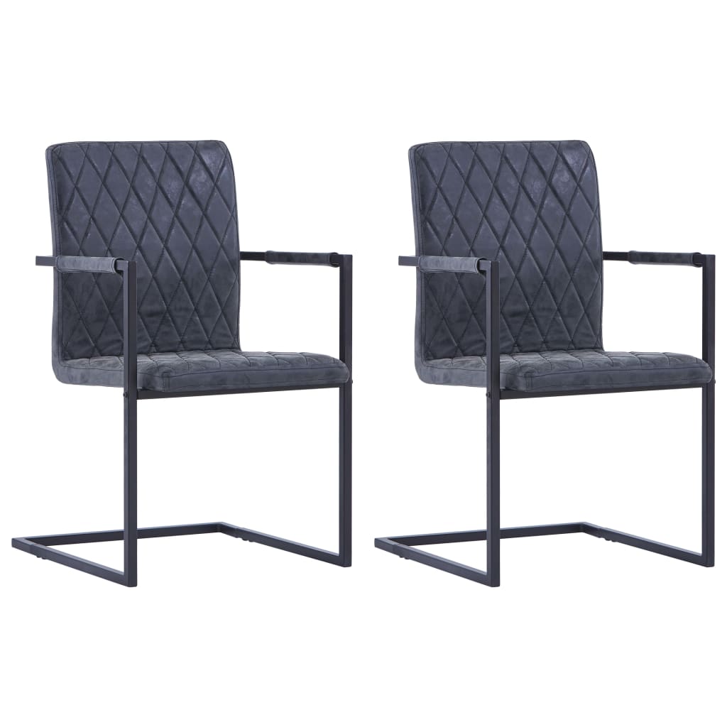 vidaXL Krzesła stołowe, 2 szt., wspornikowe, czarne, ekoskóra