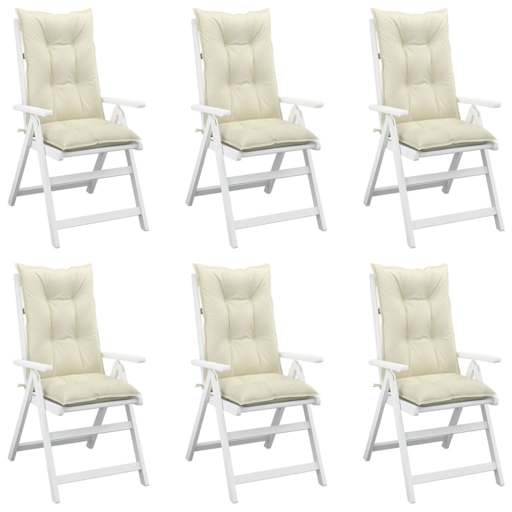 vidaXL Poduszki na krzesła ogrodowe, 6 szt., kremowe, 120x50x7 cm