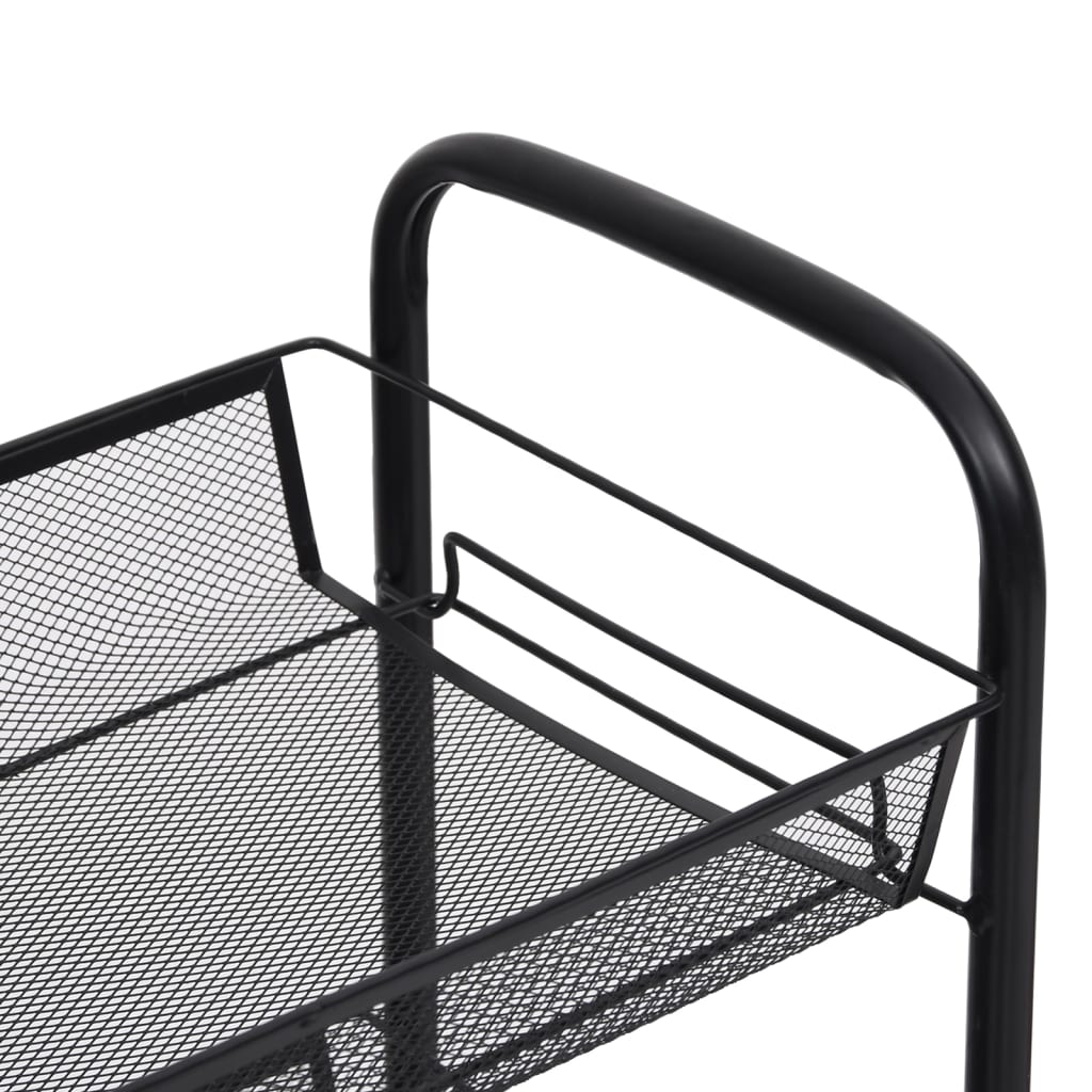 vidaXL 4-piętrowy wózek kuchenny, czarny, 46x26x85 cm, żelazo