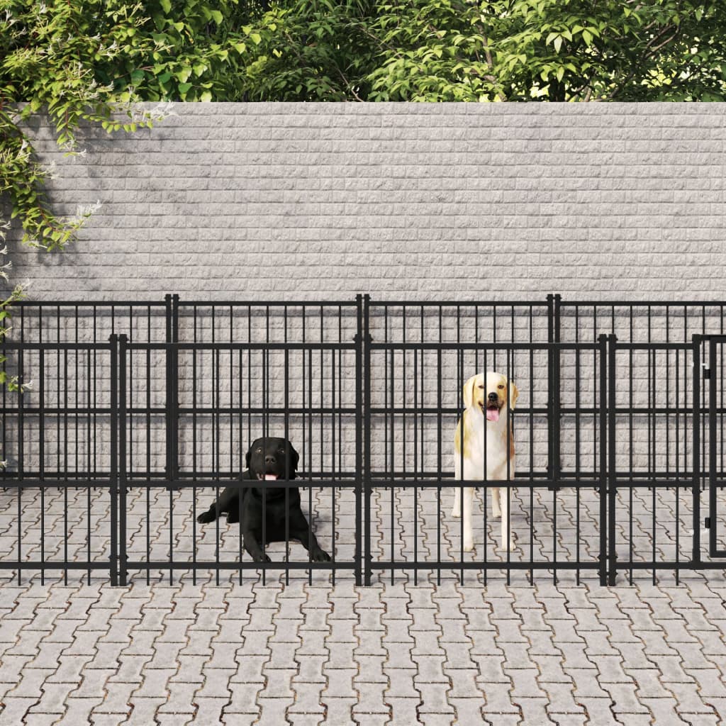 vidaXL Kojec zewnętrzny dla psa, stalowy, 16,89 m²
