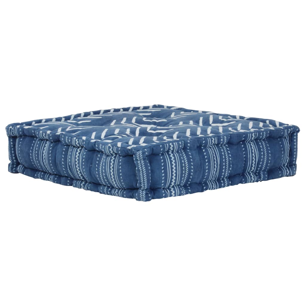 vidaXL Kwadratowy puf bawełniany ze wzorem, 50x50x12 cm, niebieski