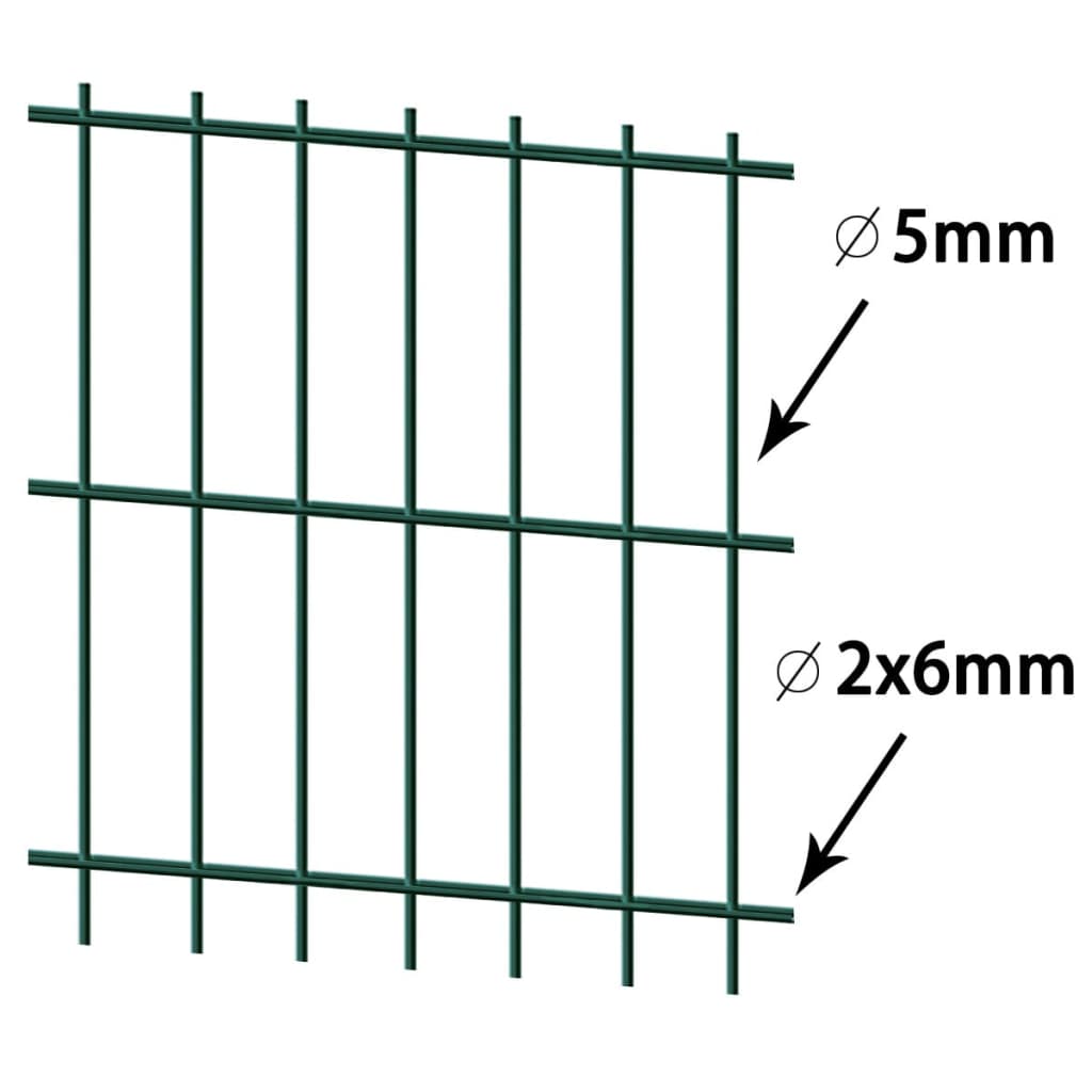 vidaXL Panele ogrodzeniowe 2D z słupkami - 2008x2230 mm 16 m Zielone