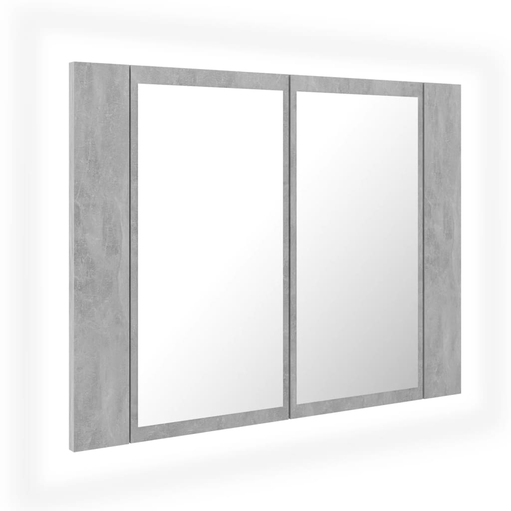 vidaXL Szafka łazienkowa z lustrem i LED, szarość betonu, 60x12x45 cm