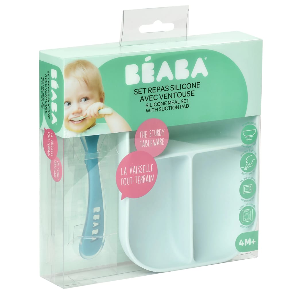 Beaba Talerz dla niemowląt z przegródkami, silikon, niebieski