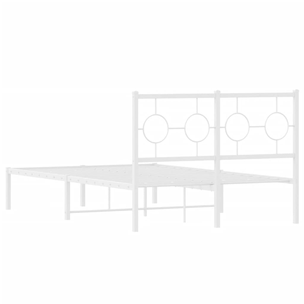 vidaXL Metalowa rama łóżka z wezgłowiem, biała, 120x190 cm