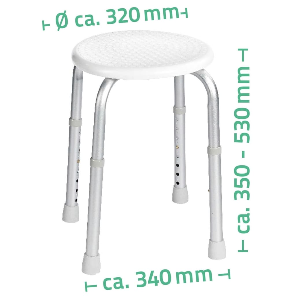 RIDDER Stołek łazienkowy, okrągły, biały, do 110 kg, A00603101