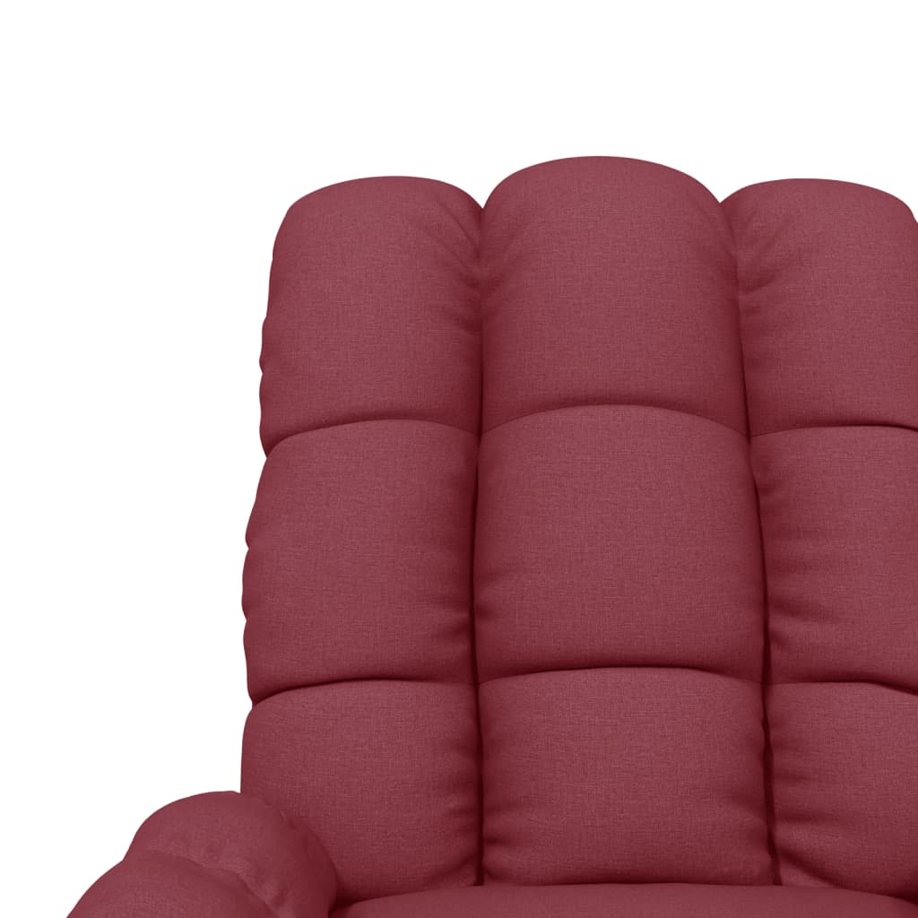 vidaXL Podnoszony fotel masujący, winna czerwień, tkanina
