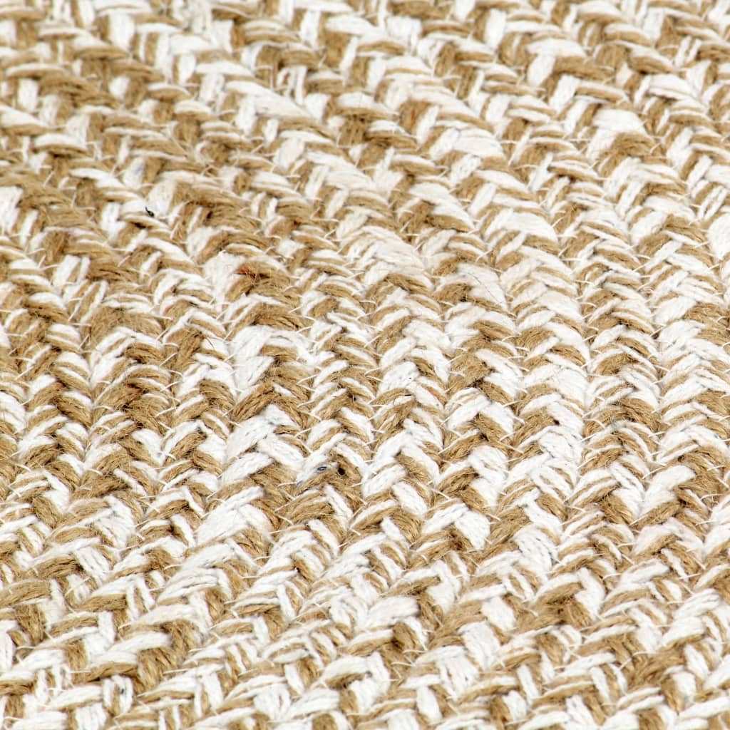 vidaXL Ręcznie wykonany dywan, juta, biały i naturalny, 150 cm