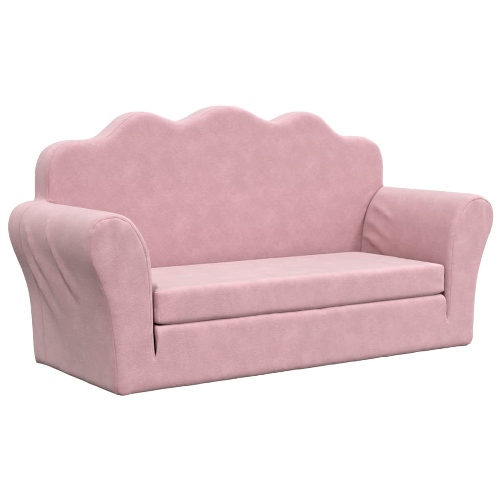 vidaXL 2-os. sofa dla dzieci, rozkładana, różowa, miękki plusz