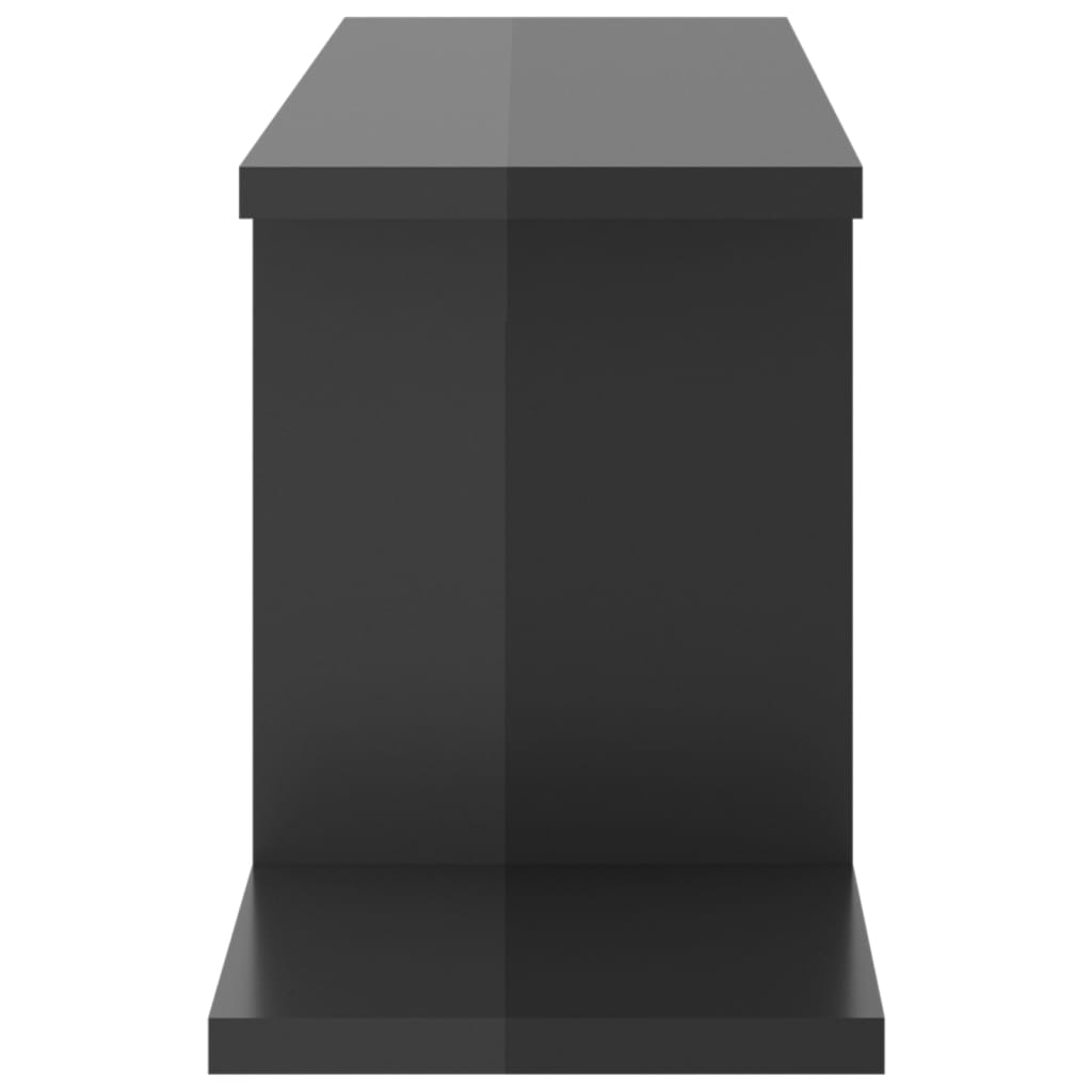 vidaXL Wisząca szafka pod TV, czarna z połyskiem, 125x18x23 cm, płyta