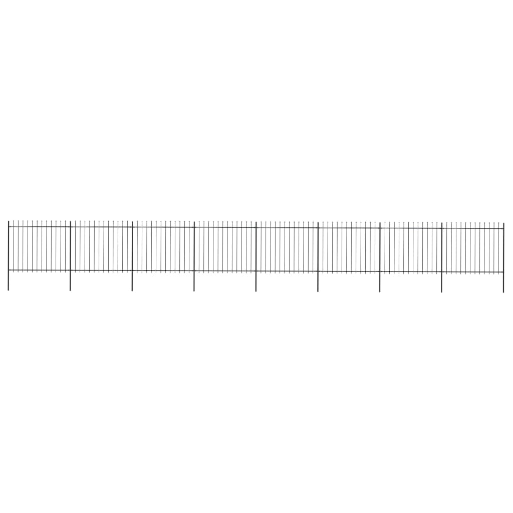 vidaXL Ogrodzenie z prętów z grotami, stalowe, 13,6 x 1,5 m, czarne
