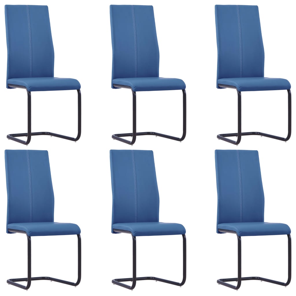 vidaXL Krzesła stołowe, wspornikowe 6 szt., niebieskie, sztuczna skóra