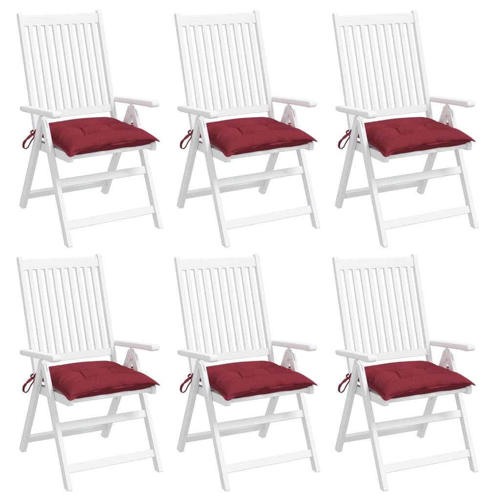 vidaXL Poduszki na krzesła, 6 szt., winna czerwień 50x50x7 cm, tkanina