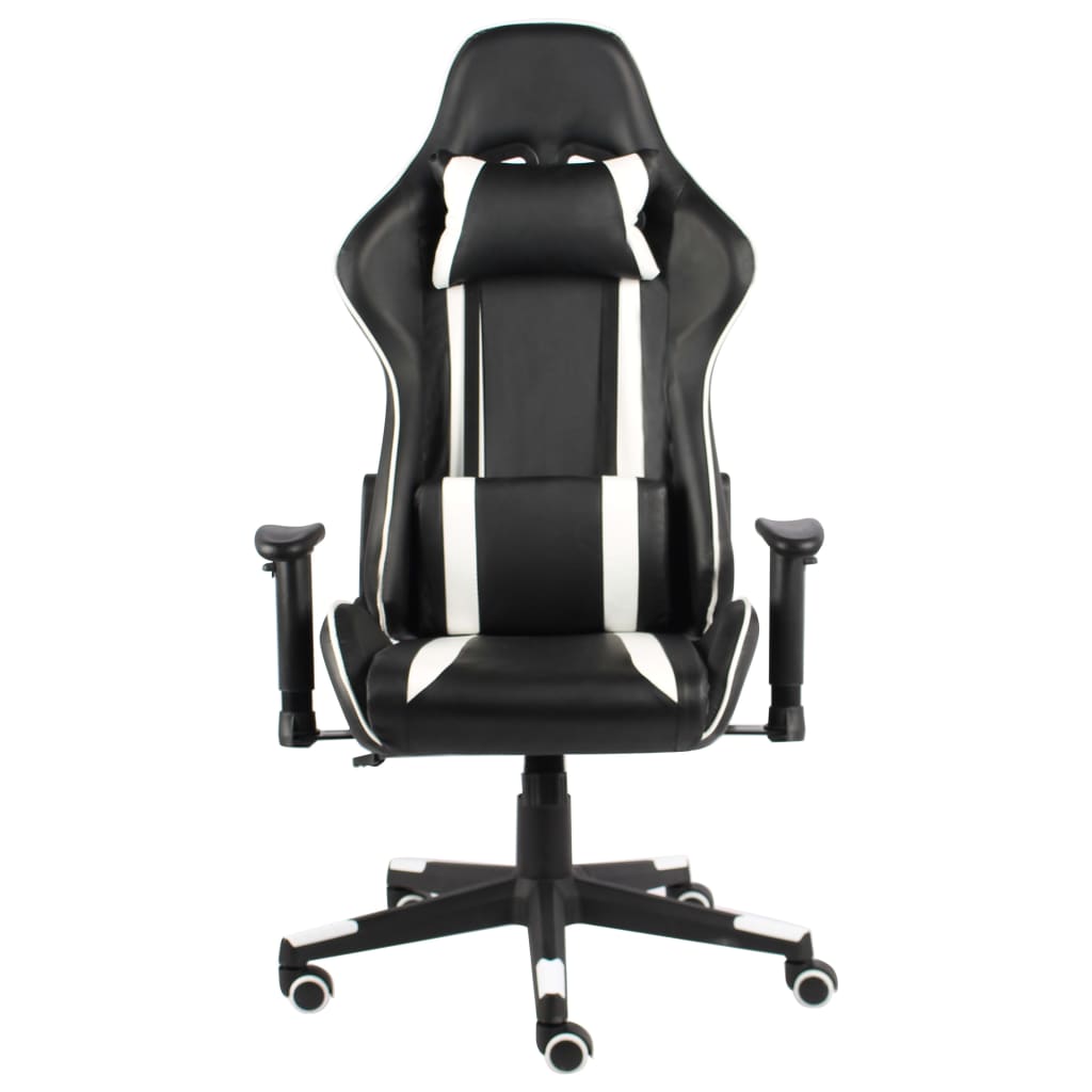 vidaXL Obrotowy fotel gamingowy, biały, PVC