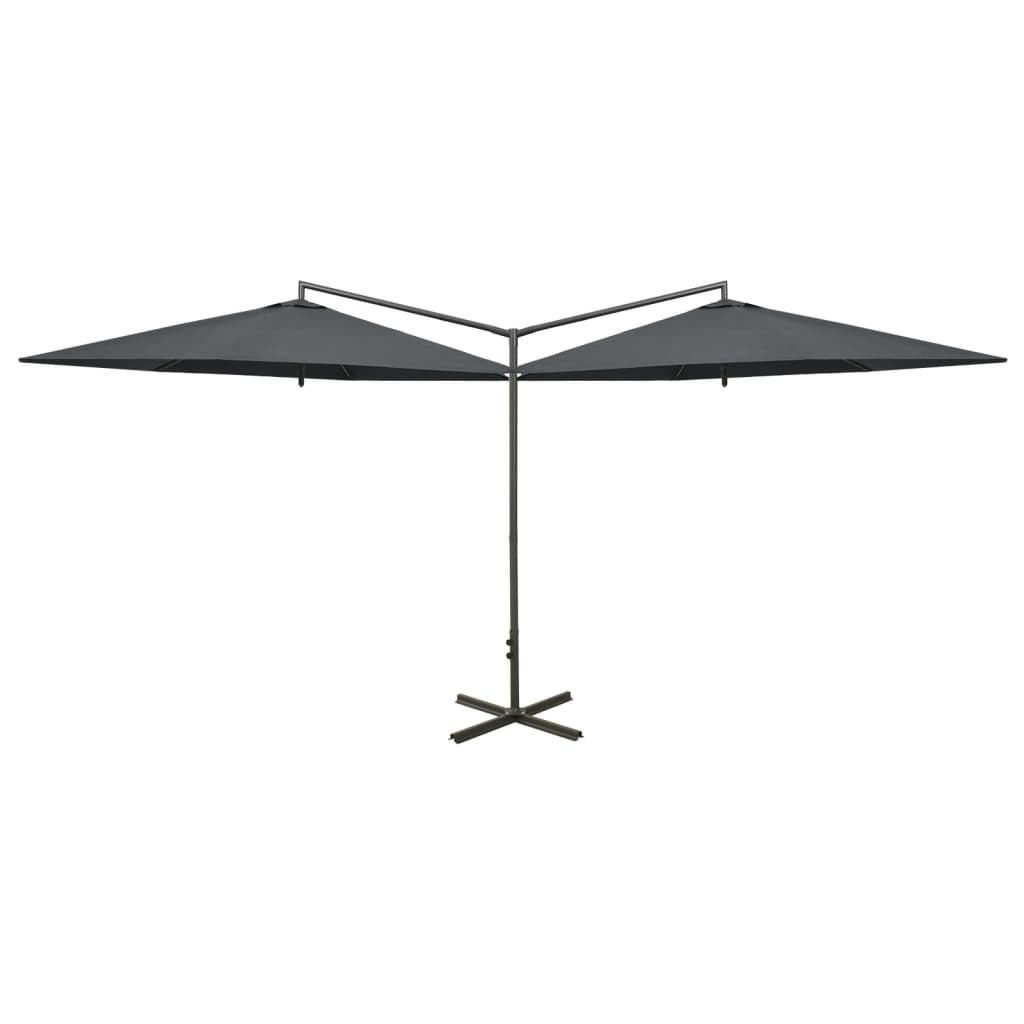 vidaXL Podwójny parasol na stalowym słupku, antracytowy, 600 cm