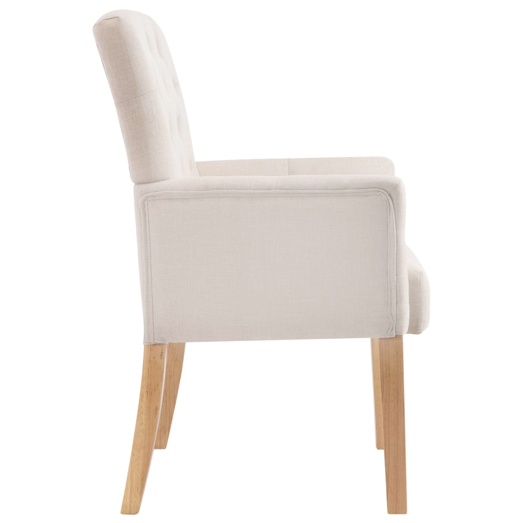 vidaXL Krzesła stołowe z podłokietnikami, 2 szt., beżowe, tkanina