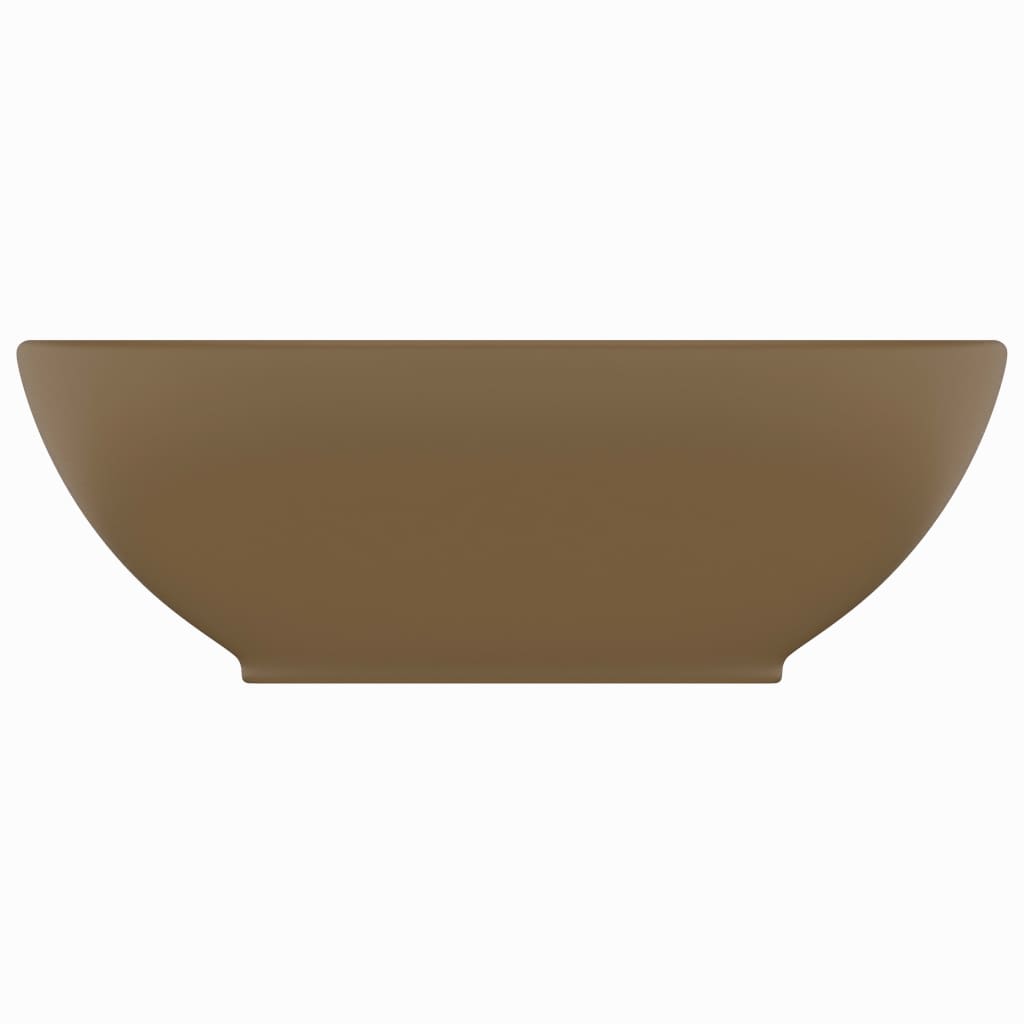 vidaXL Luksusowa, owalna umywalka, kremowa matowa, 40x33 cm, ceramika
