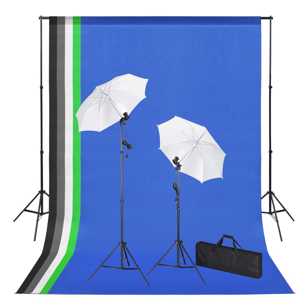 vidaXL Zestaw studyjny z lampami, tłami i parasolkami